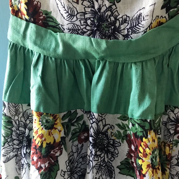 Vintage linen floral feminine garden party dress ! - Picture 5 of 9